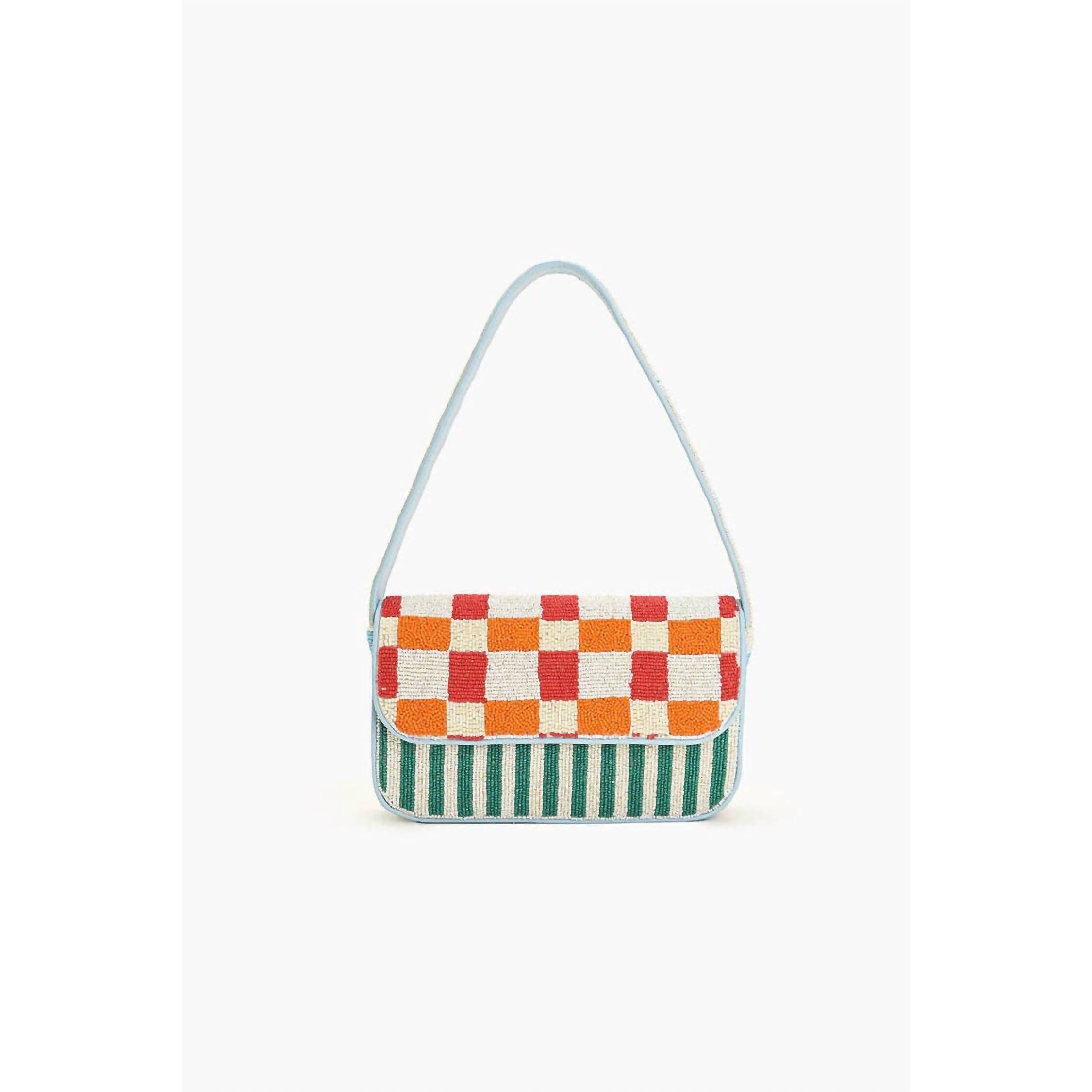 New America & Beyond Women's Stripe Shoulder Bag In Sunset Check